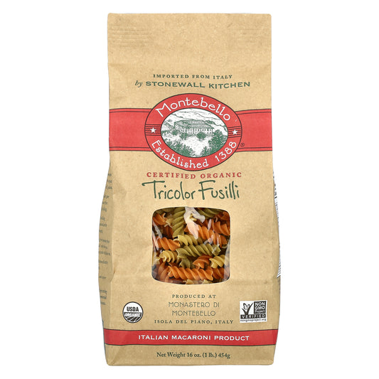 Montebello, Organic Tricolor Fusilli, 16 oz (454 g)