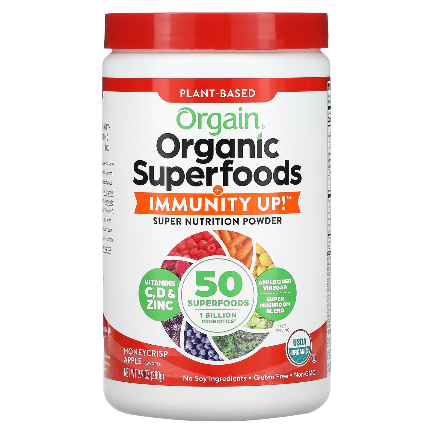 Orgain, Organic Superfoods + Immunity Up, Plant-Based, Honeycrisp Apple, 9.9 oz (280 g)