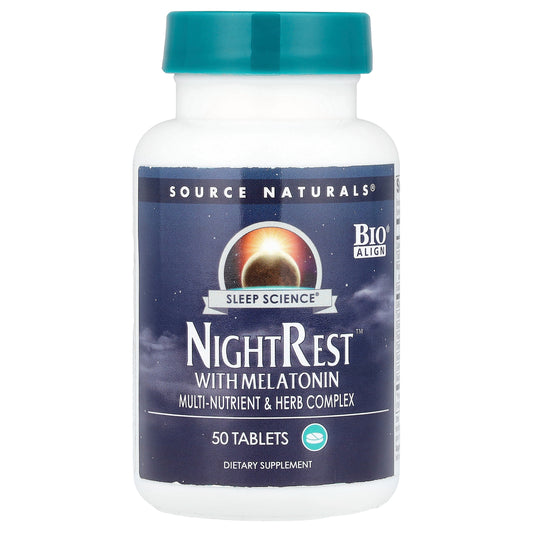 Source Naturals, Sleep Science®, NightRest™ With Melatonin, 50 Tablets