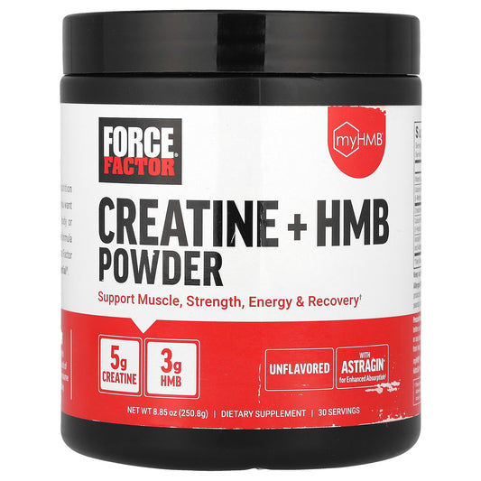 Force Factor, Creatine + HMB Powder, Unflavored, 8.85 oz (250.8 g)