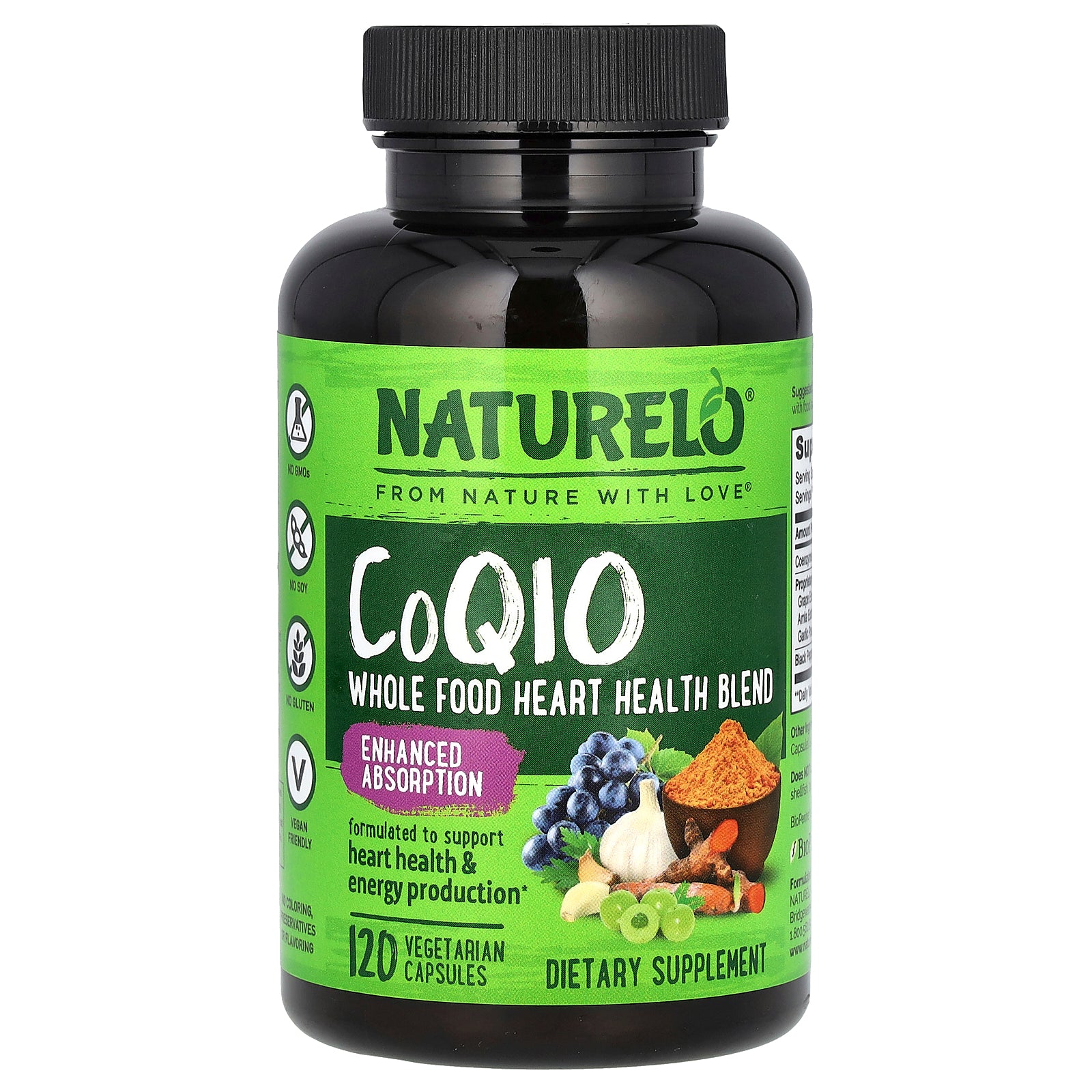 NATURELO, CoQ10, Whole Food Heart Health Blend, 120 Vegetarian Capsules