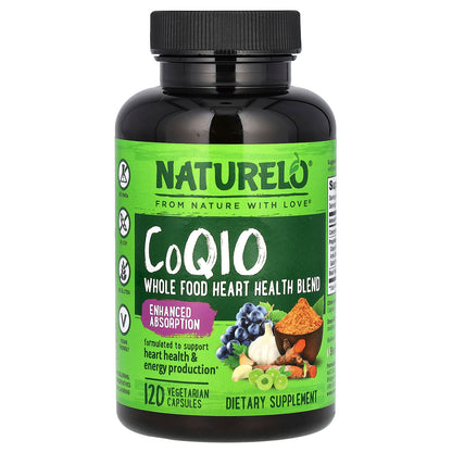 NATURELO, CoQ10, Whole Food Heart Health Blend, 120 Vegetarian Capsules