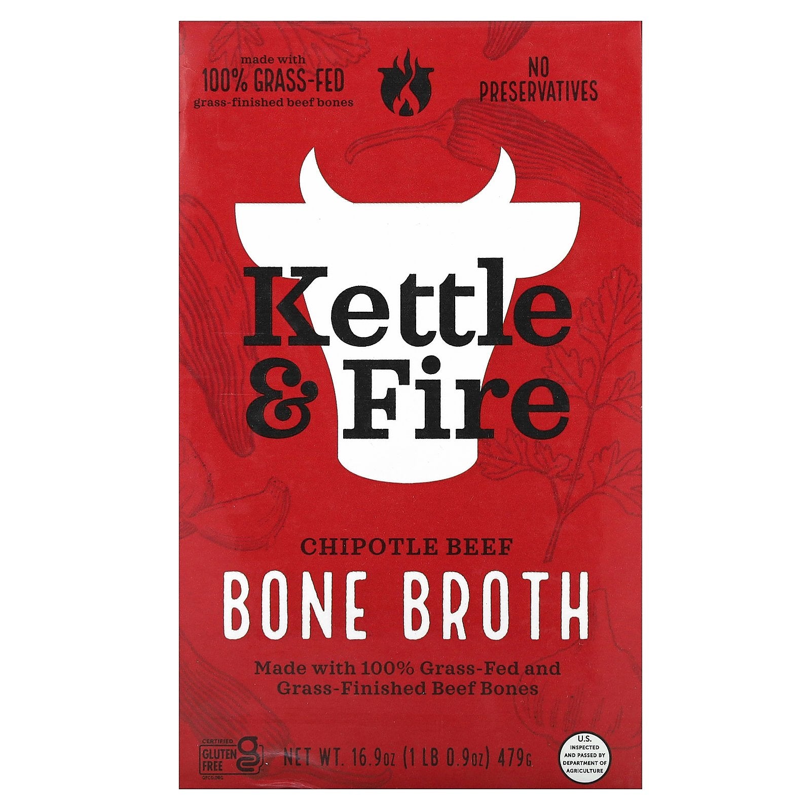 Kettle & Fire, Bone Broth, Chipotle Beef, 16.9 oz (479 g)