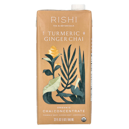 Rishi Tea, Organic Chai Concentrate, Turmeric Ginger Chai, Caffeine Free, 32 fl oz (946 ml)