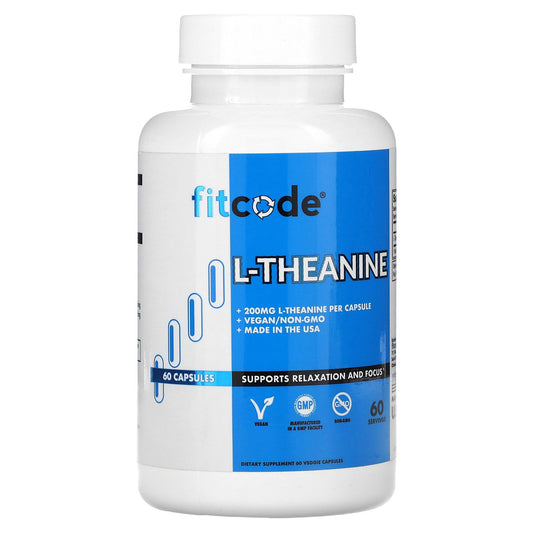 fitcode, L-Theanine, 200 mg, 60 Veggie Capsules