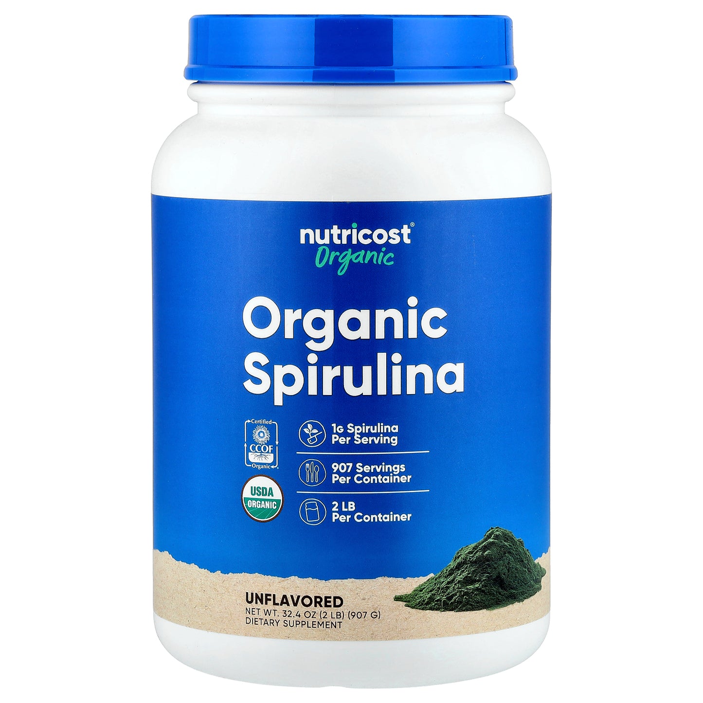 Nutricost, Organic Spirulina, Unflavored, 32.4 oz (907 g)