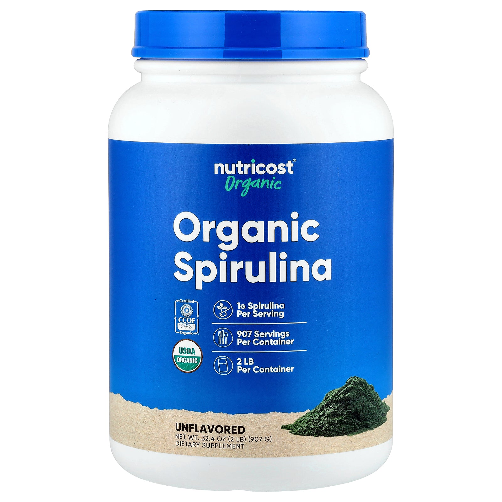 Nutricost, Organic Spirulina, Unflavored, 32.4 oz (907 g)