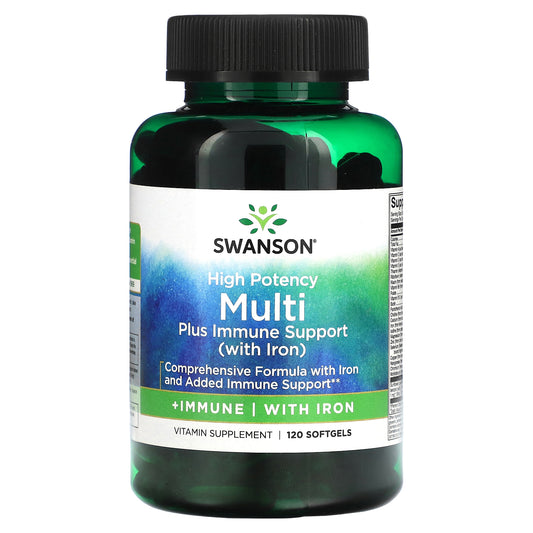 Swanson, Multi Plus Immune Support with Iron, High Potency, 120 Softgels