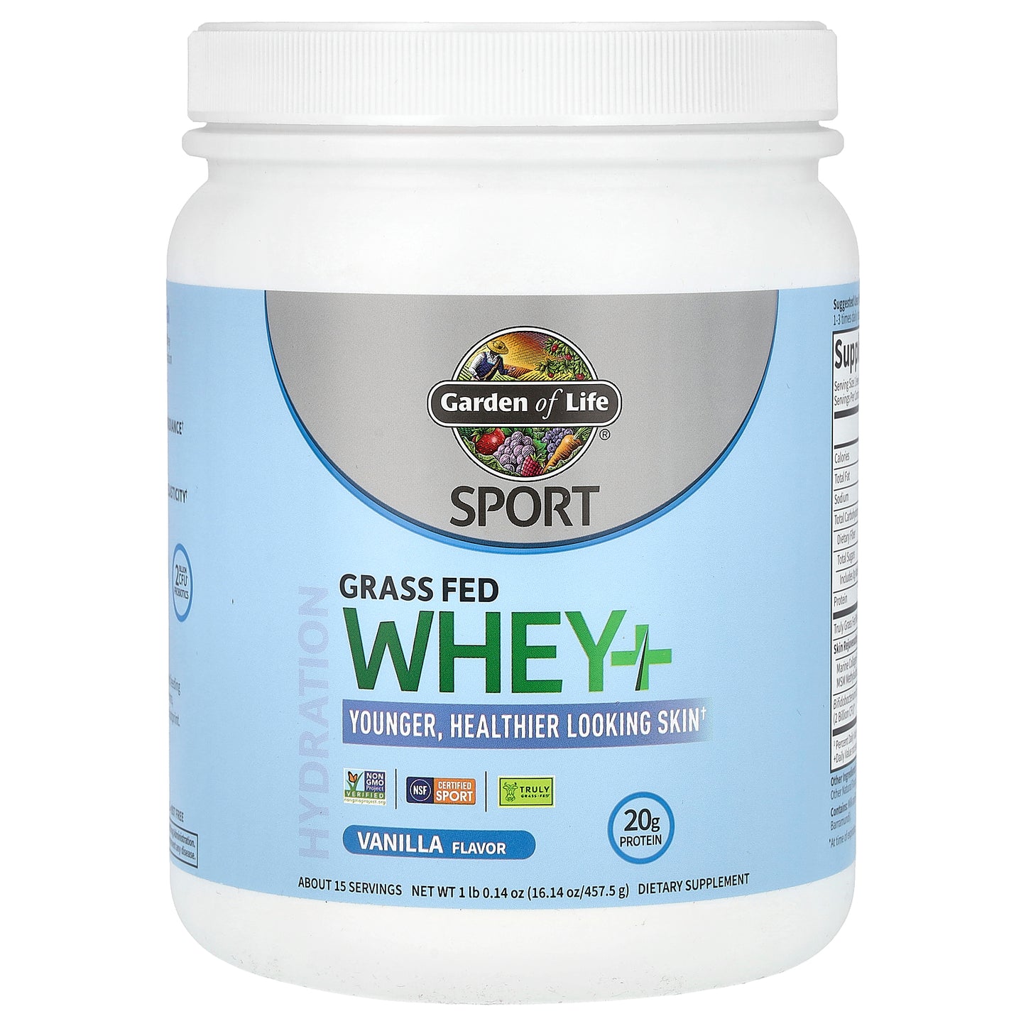 Garden of Life, Sport, Grass Fed Whey+, Vanilla, 1 lb 0.14 oz (457.5 g)