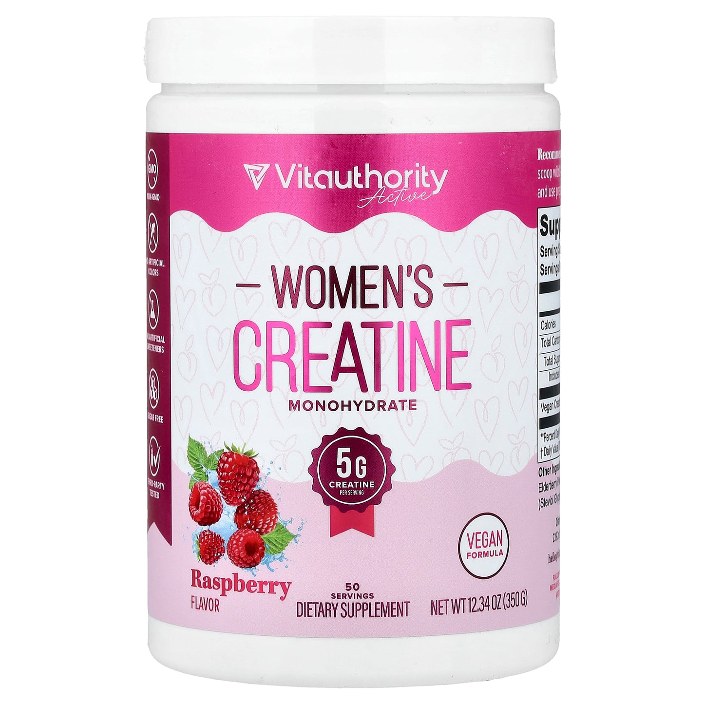 Vitauthority, Active, Women's Creatine Monohydrate, Raspberry, 12.34 oz (350 g)