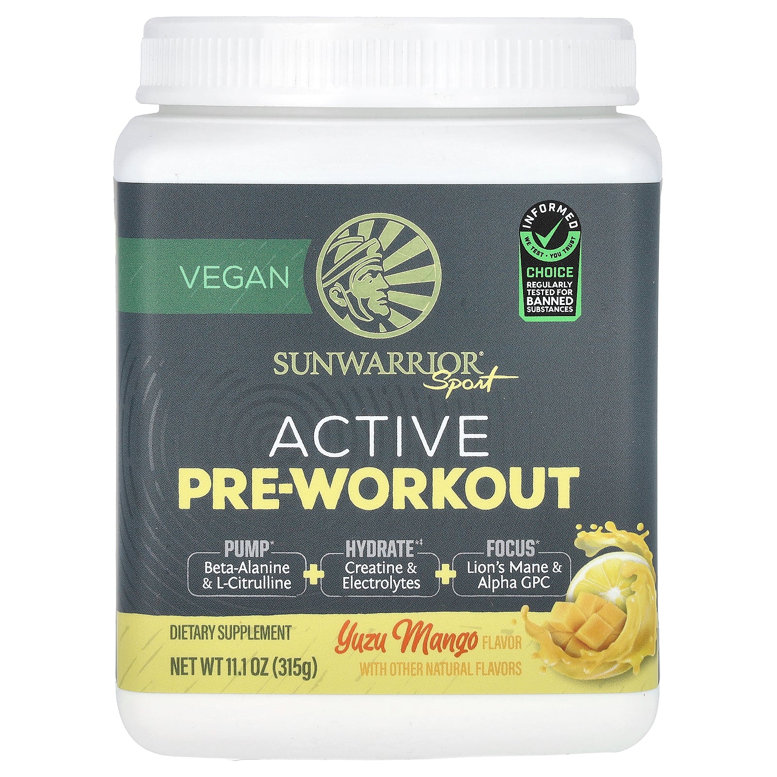 Sunwarrior, Sport, Active Pre-Workout, Yuzu Mango, 11.1 oz (315 g)