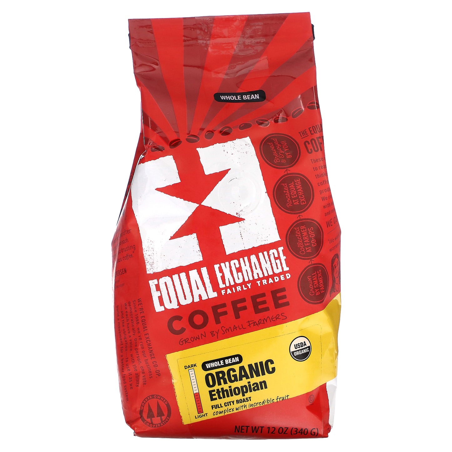 Equal Exchange, Organic Coffee, Ethiopian, Whole Bean, Full City Roast, 12 oz (340 g)