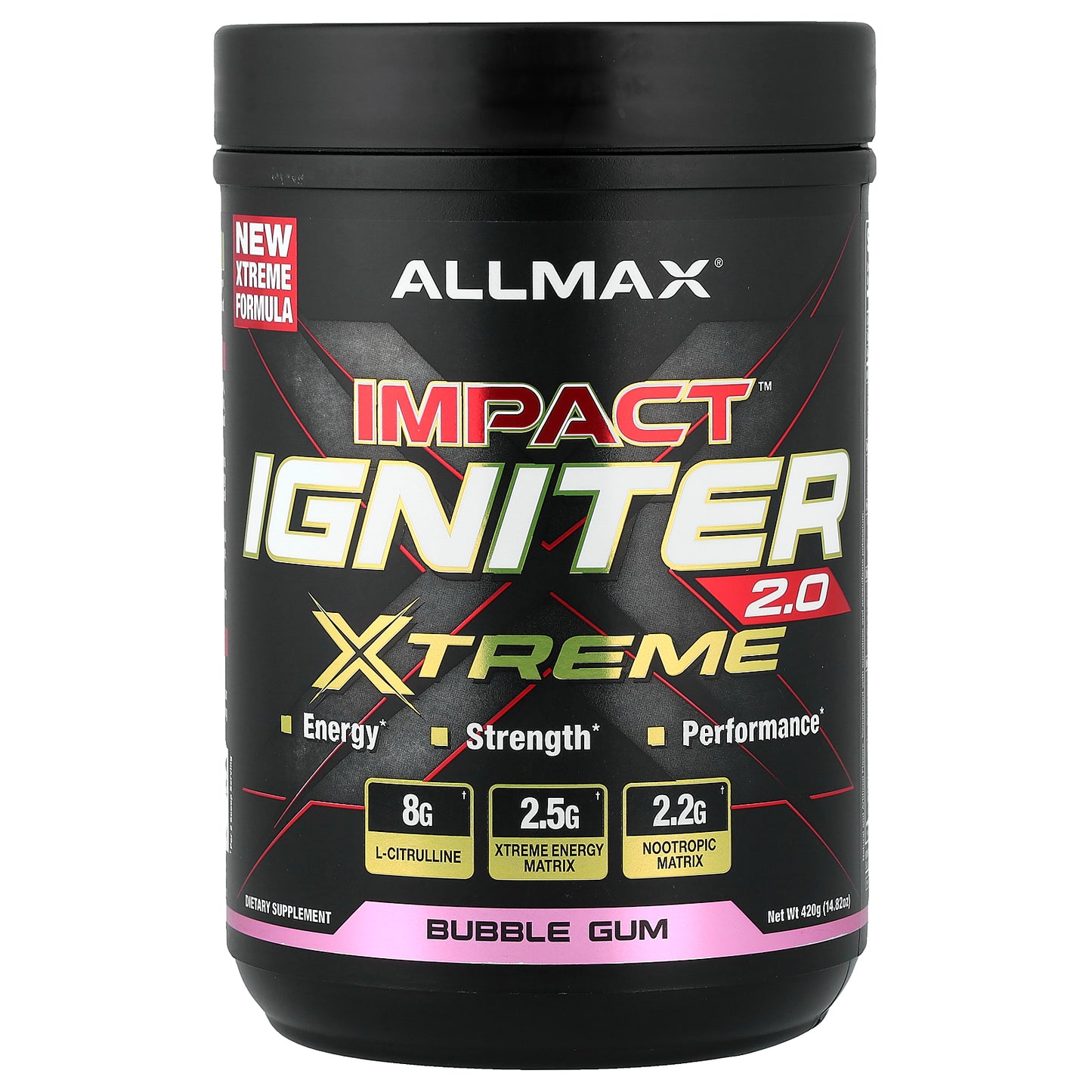 ALLMAX, Impact™ Igniter Xtreme 2.0, Bubble Gum, 14.82 oz (420 g)