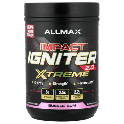 ALLMAX, Impact™ Igniter Xtreme 2.0, Bubble Gum, 14.82 oz (420 g)