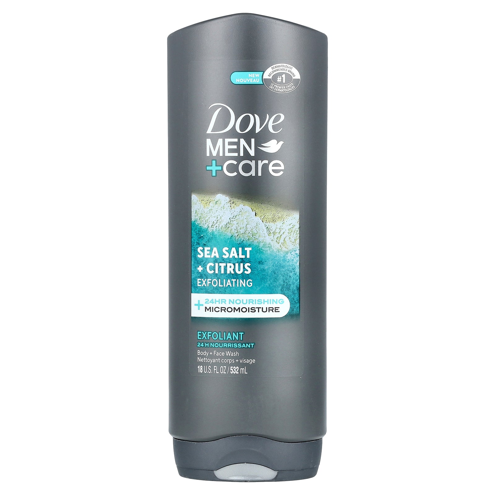 Dove, Men + Care, Body + Face Wash, Sea Salt + Citrus, 18 Fl oz (532 ml)