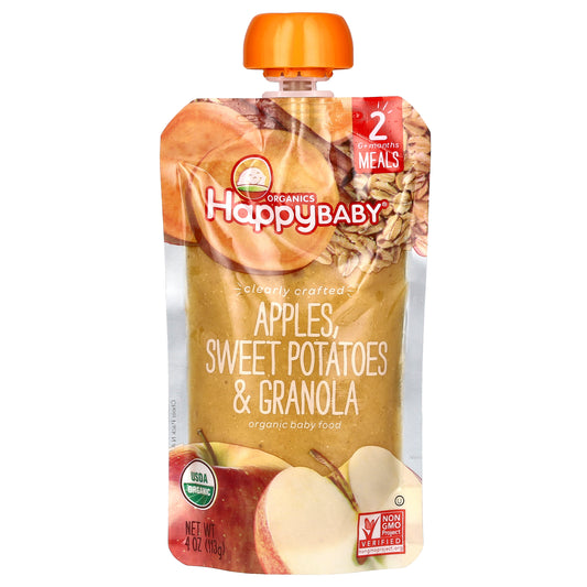 Happy Family Organics, Happy Baby®, Organic Baby Food, 6+ Months, Apples, Sweet Potatoes & Granola, 4 oz (113 g)