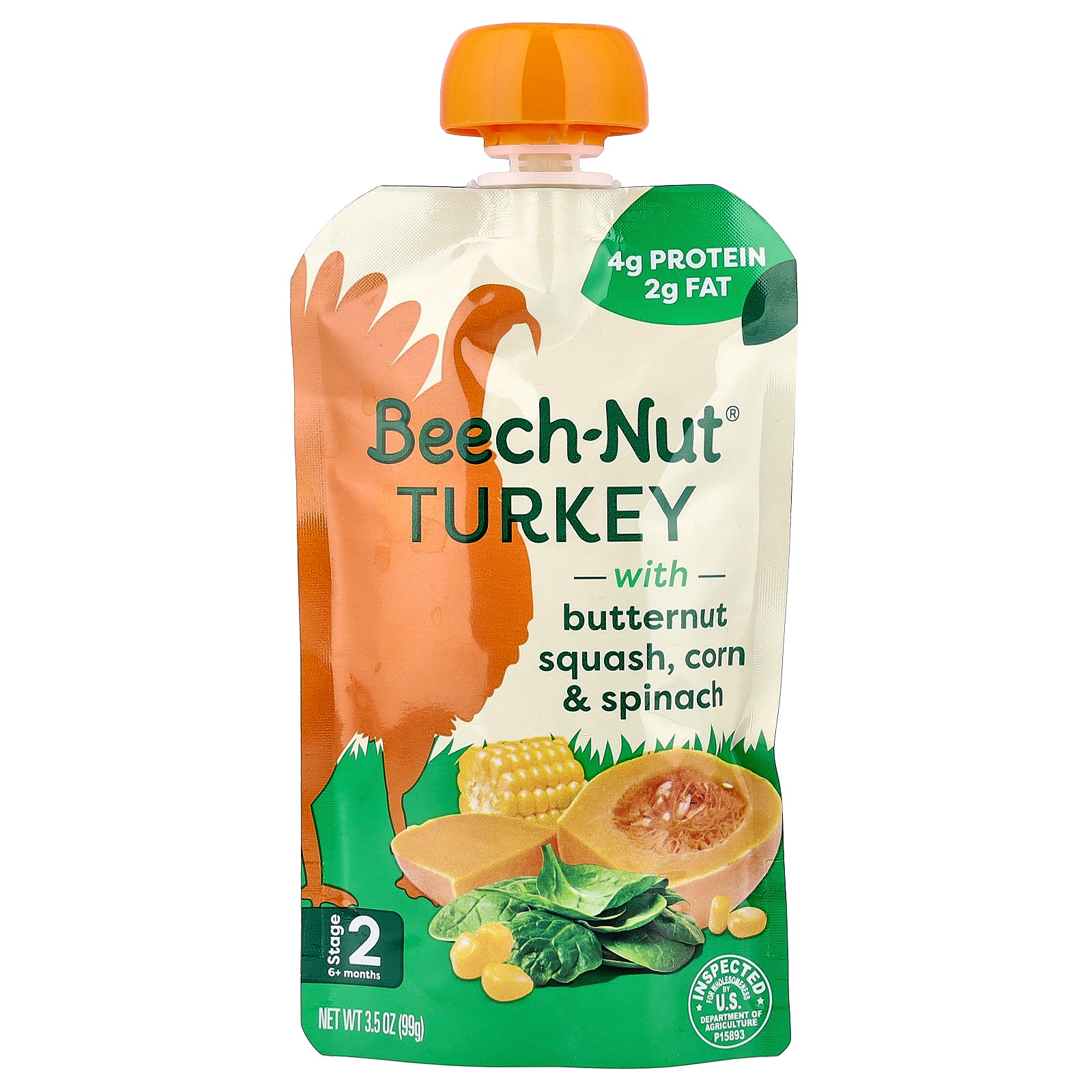 Beech-Nut, Turkey With Butternut Squash, Corn & Spinach, 6+ Months, 3.5 oz (99 g)