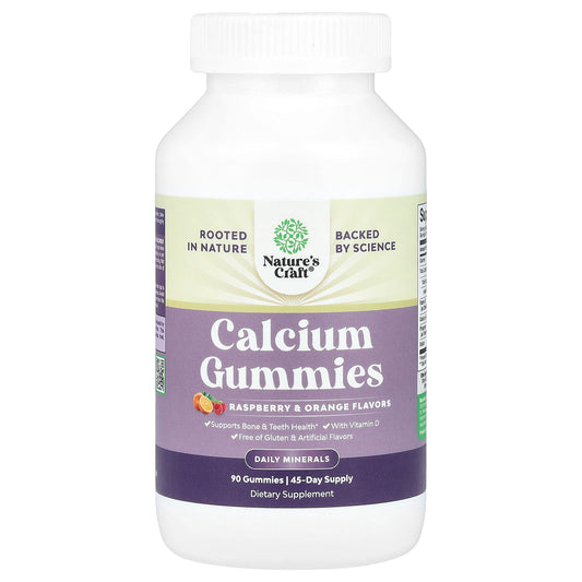 Nature's Craft, Calcium Gummies, Raspberry & Orange, 90 Gummies