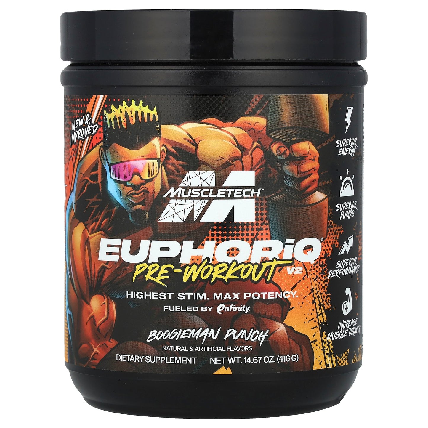 MuscleTech, EuphoriQ® Pre-Workout V2, Boogieman Punch, 14.67 oz (416 g)
