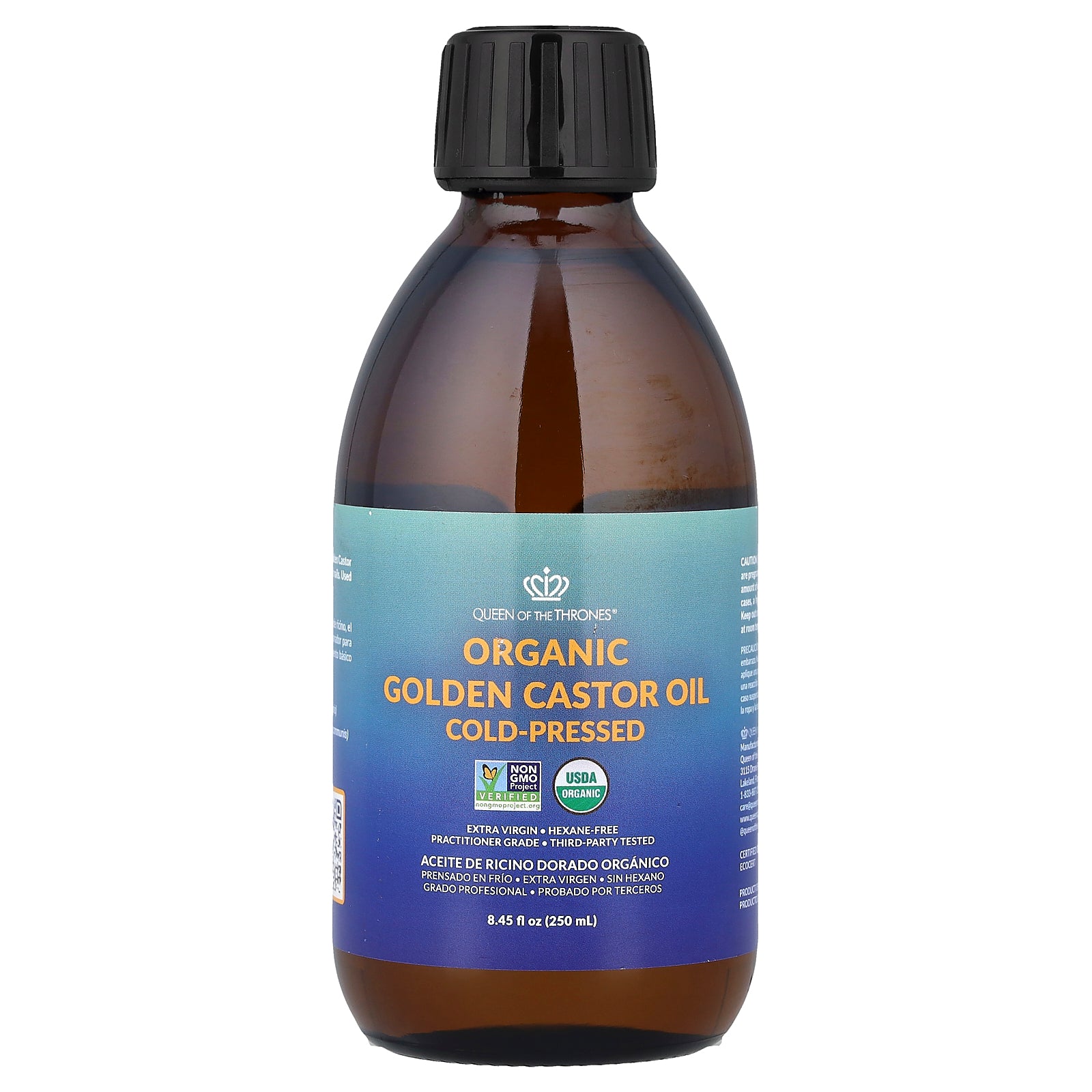 Queen of the Thrones, Organic Golden Castor Oil, Cold-Pressed, 8.45 fl oz (250 ml)