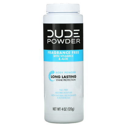 Dude Products, Powder, Body Powder, Fragrance Free, 4 oz (120 g)