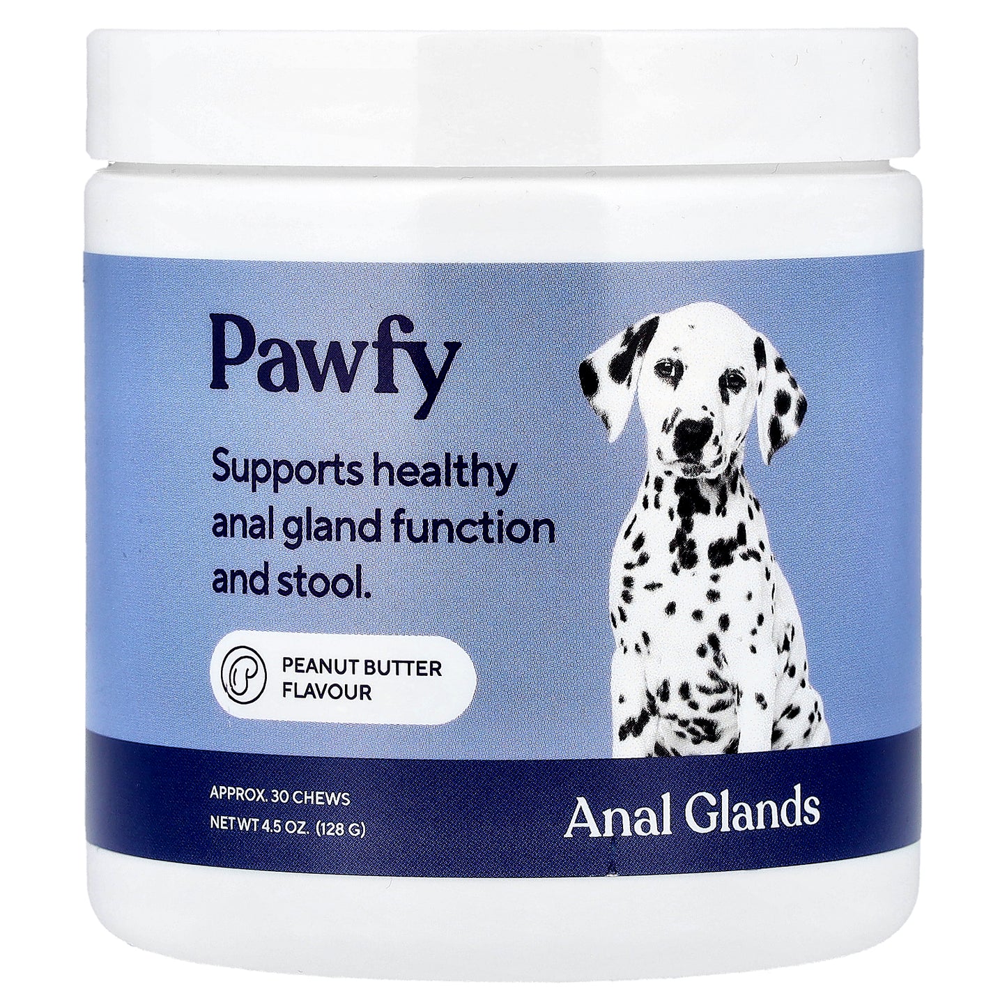 Pawfy, Anal Glands, 6 Months+, Peanut Butter, 30 Chews, 4.5 oz (128 g)