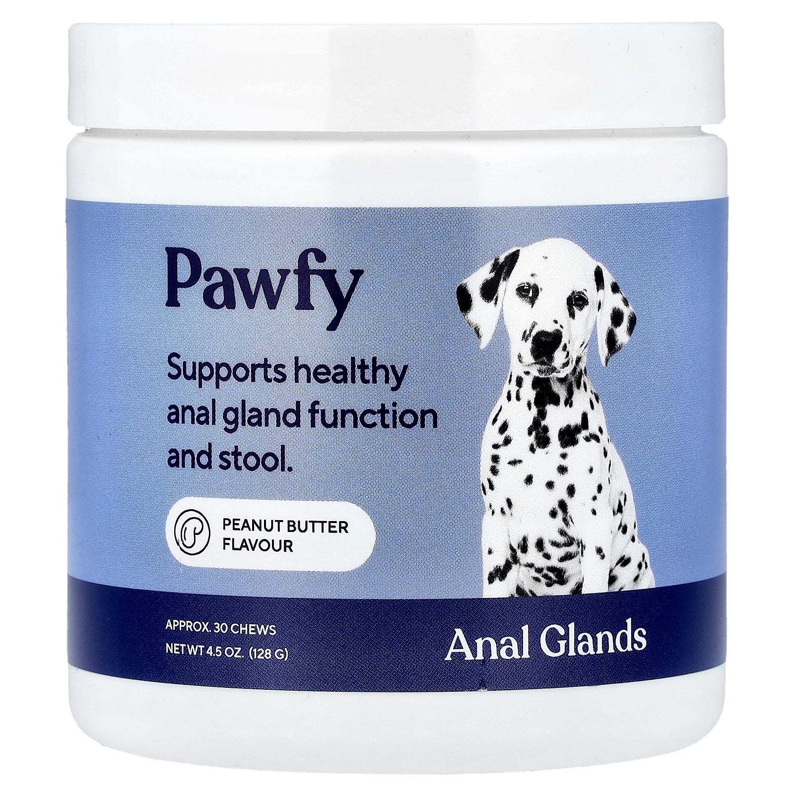 Pawfy, Anal Glands, 6 Months+, Peanut Butter, 30 Chews, 4.5 oz (128 g)
