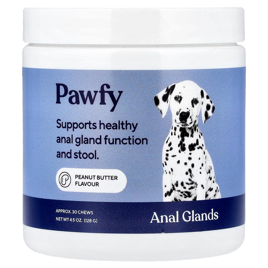 Pawfy, Anal Glands, 6 Months+, Peanut Butter, 30 Chews, 4.5 oz (128 g)