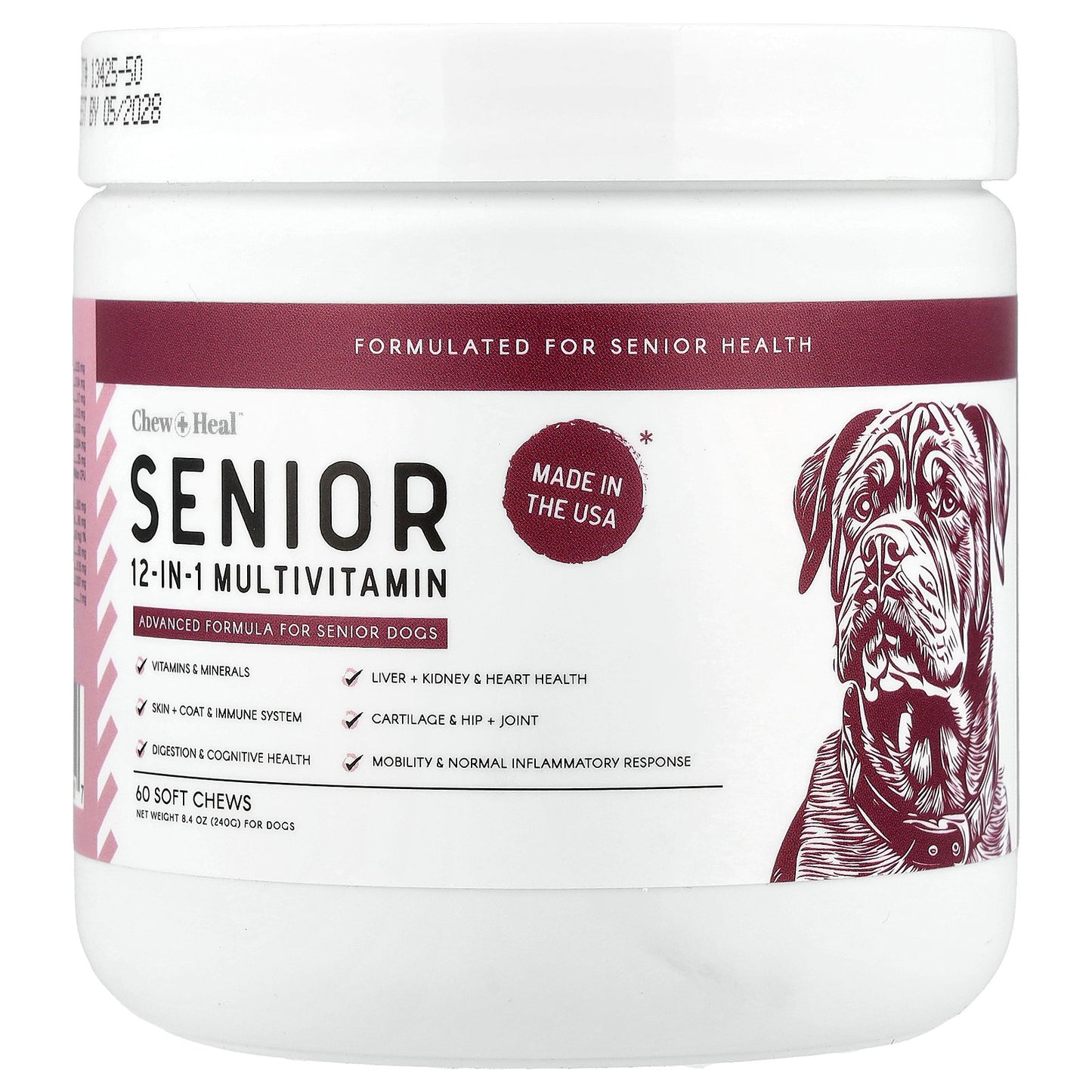 Chew + Heal, Senior 12-in-1 Multivitamin, For Dogs, 60 Soft Chews, 8.4 oz (240 g)