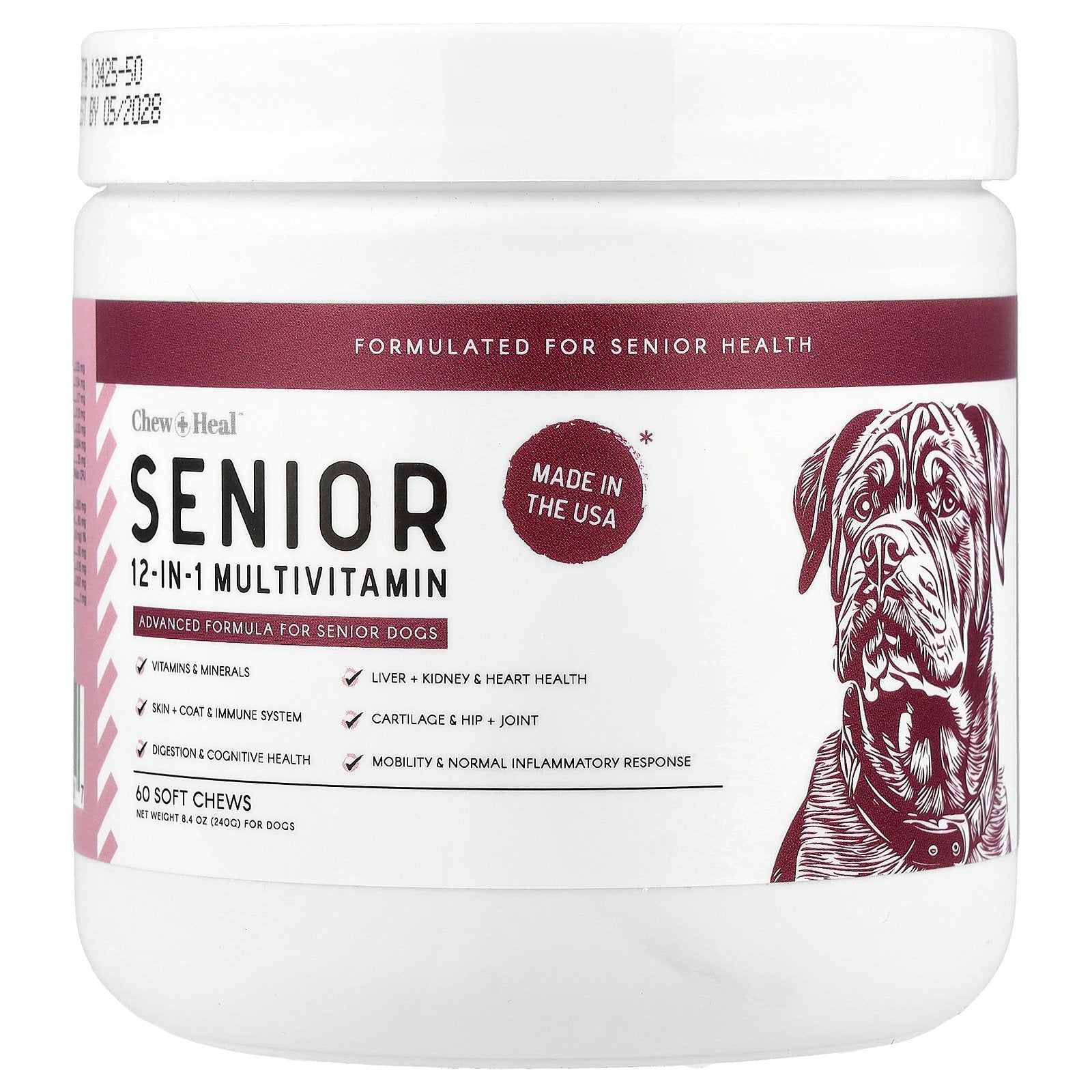 Chew + Heal, Senior 12-in-1 Multivitamin, For Dogs, 60 Soft Chews, 8.4 oz (240 g)
