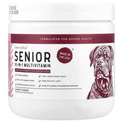 Chew + Heal, Senior 12-in-1 Multivitamin, For Dogs, 60 Soft Chews, 8.4 oz (240 g)