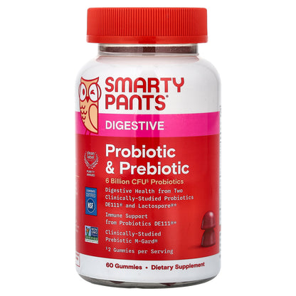 SmartyPants, Digestive, Probiotic & Prebiotic Gummies, Grape, 60 Gummies