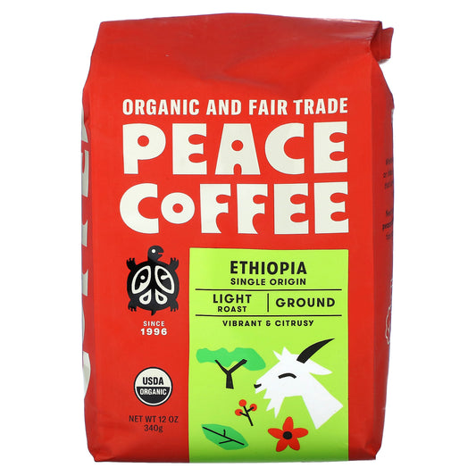 Peace Coffee, Organic Ethiopia, Ground, Light Roast, 12 oz (340 g)