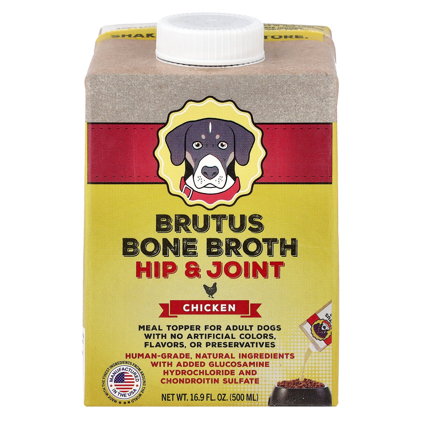 Brutus Bone Broth, Hip & Joint, For Adult Dogs, Chicken, 16.9 fl oz (500 ml)