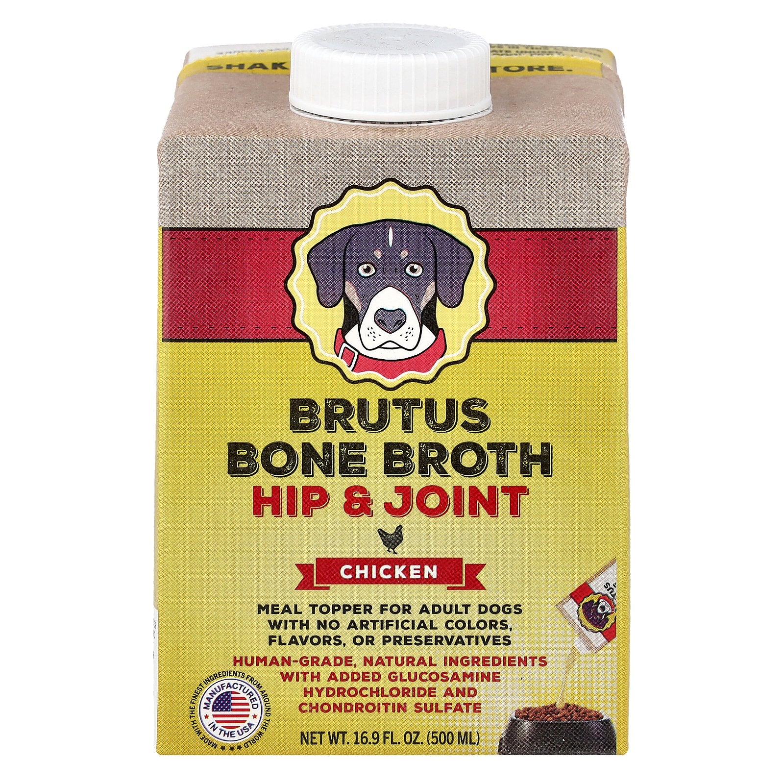 Brutus Bone Broth, Hip & Joint, For Adult Dogs, Chicken, 16.9 fl oz (500 ml)