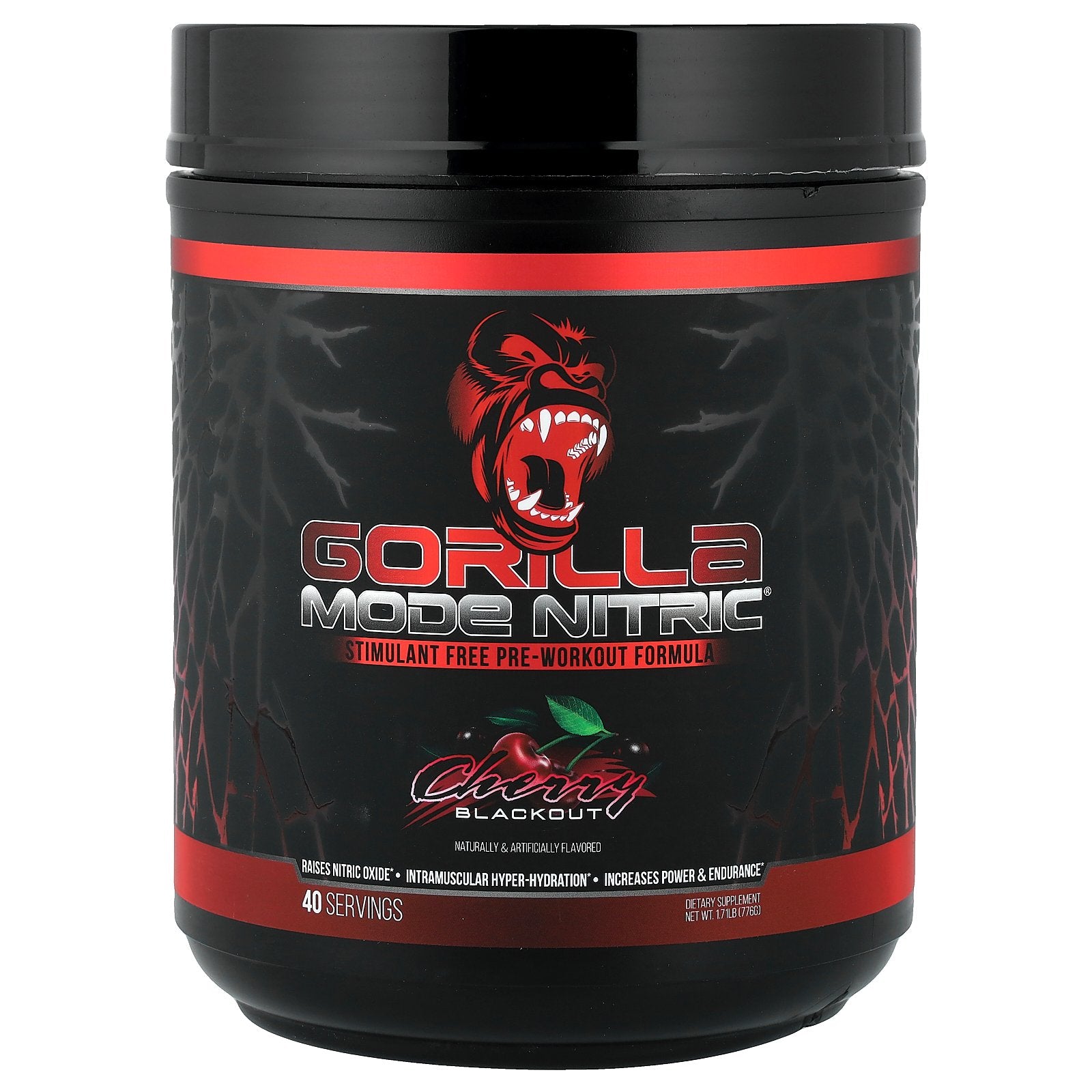 Gorilla Mind, Mode Nitric®, Stimulant Free Pre-Workout Formula, Cherry Blackout, 1.71 lb (776 g)