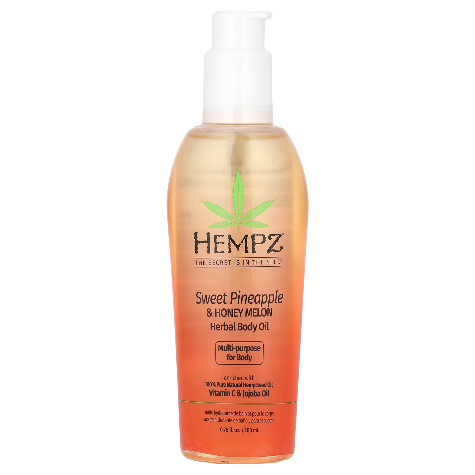 Hempz, Herbal Body Oil, Sweet Pineapple & Honey Melon, 6.76 fl oz (200 ml)