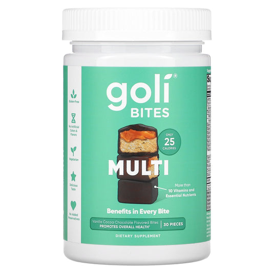 Goli Nutrition, Multi Bites, Vanilla Cocoa Chocolate, 30 Pieces