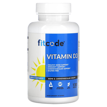 fitcode, Vitamin D3, 5,000 IU, 120 Softgels