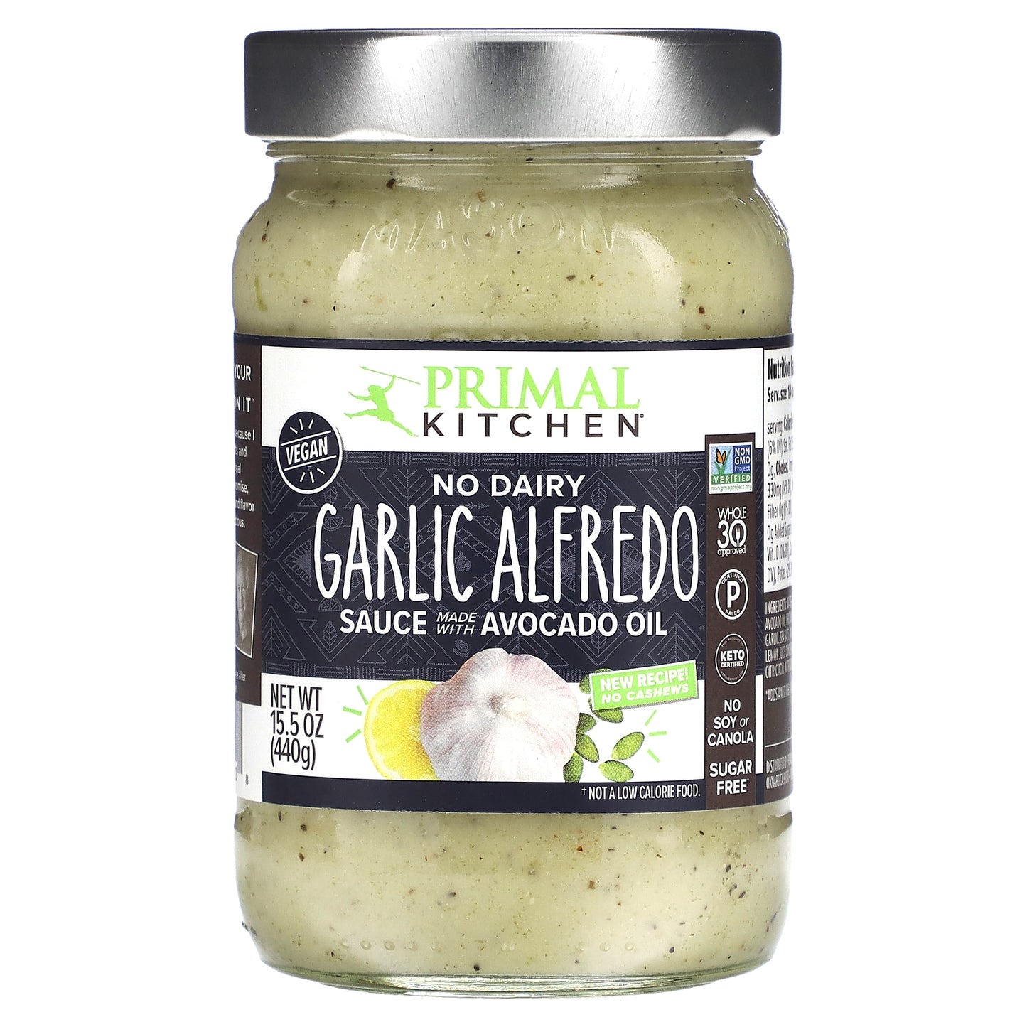 Primal Kitchen, No Dairy Garlic Alfredo Sauce Made With Avocado Oil, 15.5 oz (440 g)