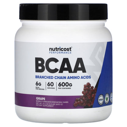 Nutricost, Performance, BCAA, Grape, 1.3 lb (600 g)