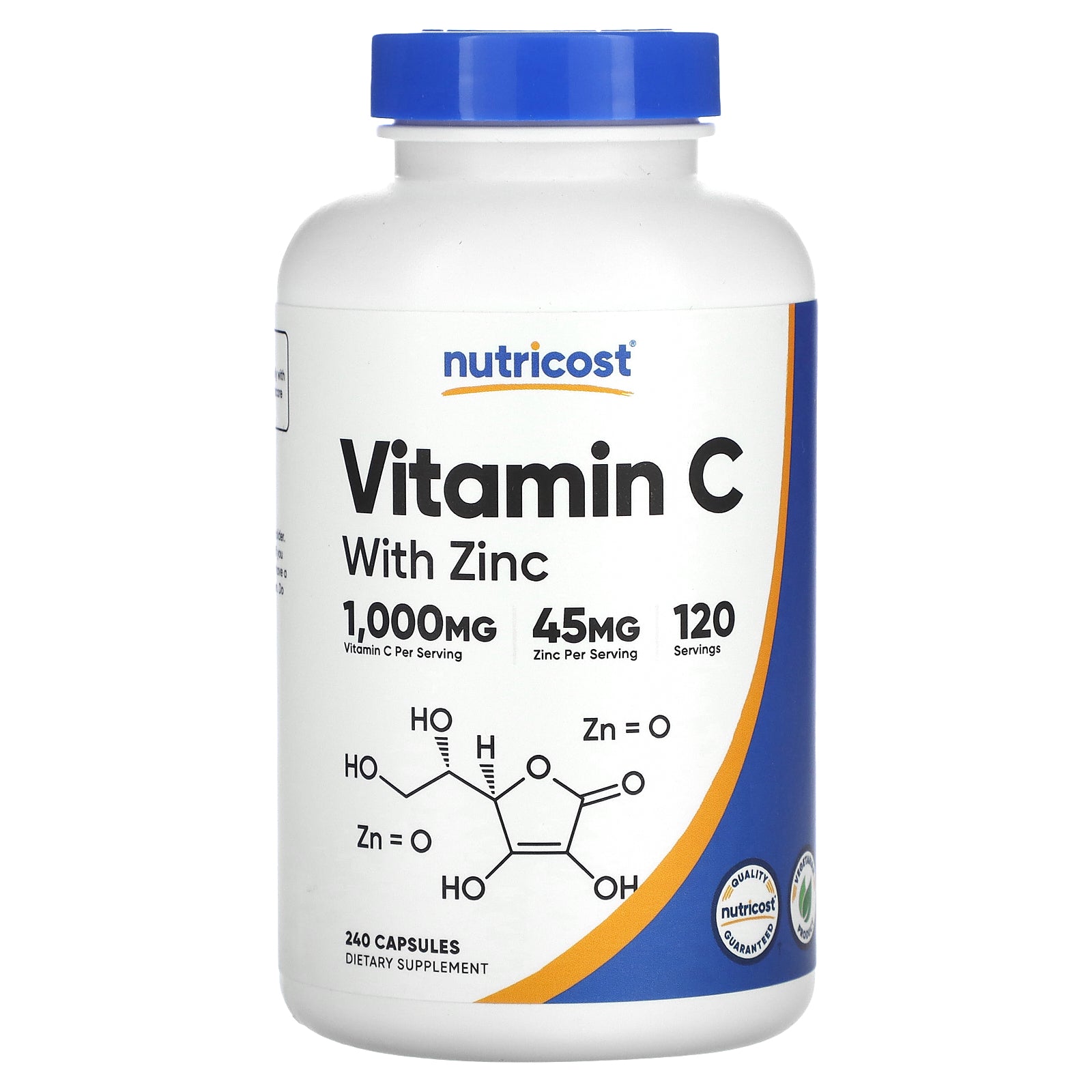 Nutricost, Vitamin C with Zinc, 240 Capsules