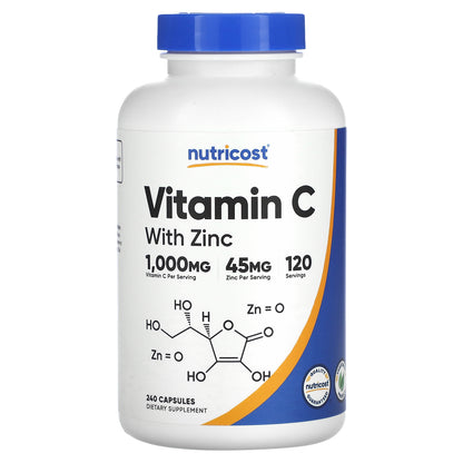 Nutricost, Vitamin C with Zinc, 240 Capsules