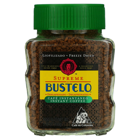 Café Bustelo, Supreme by Bustelo, Instant Coffee, Freeze Dried, Decaf, 3.52 oz (100 g)