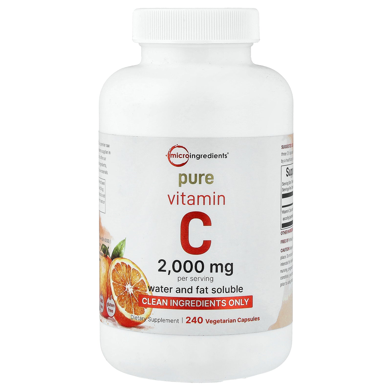 Micro Ingredients, Pure Vitamin C, 240 Vegetarian Capsules (666.66 mg per Capsule)