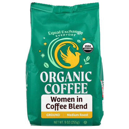 Equal Exchange, Organic Coffee, Women In Coffee Blend, Ground, Medium Roast , 9 oz (255 g)