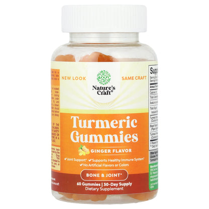 Nature's Craft, Turmeric Gummies, Ginger, 60 Gummies