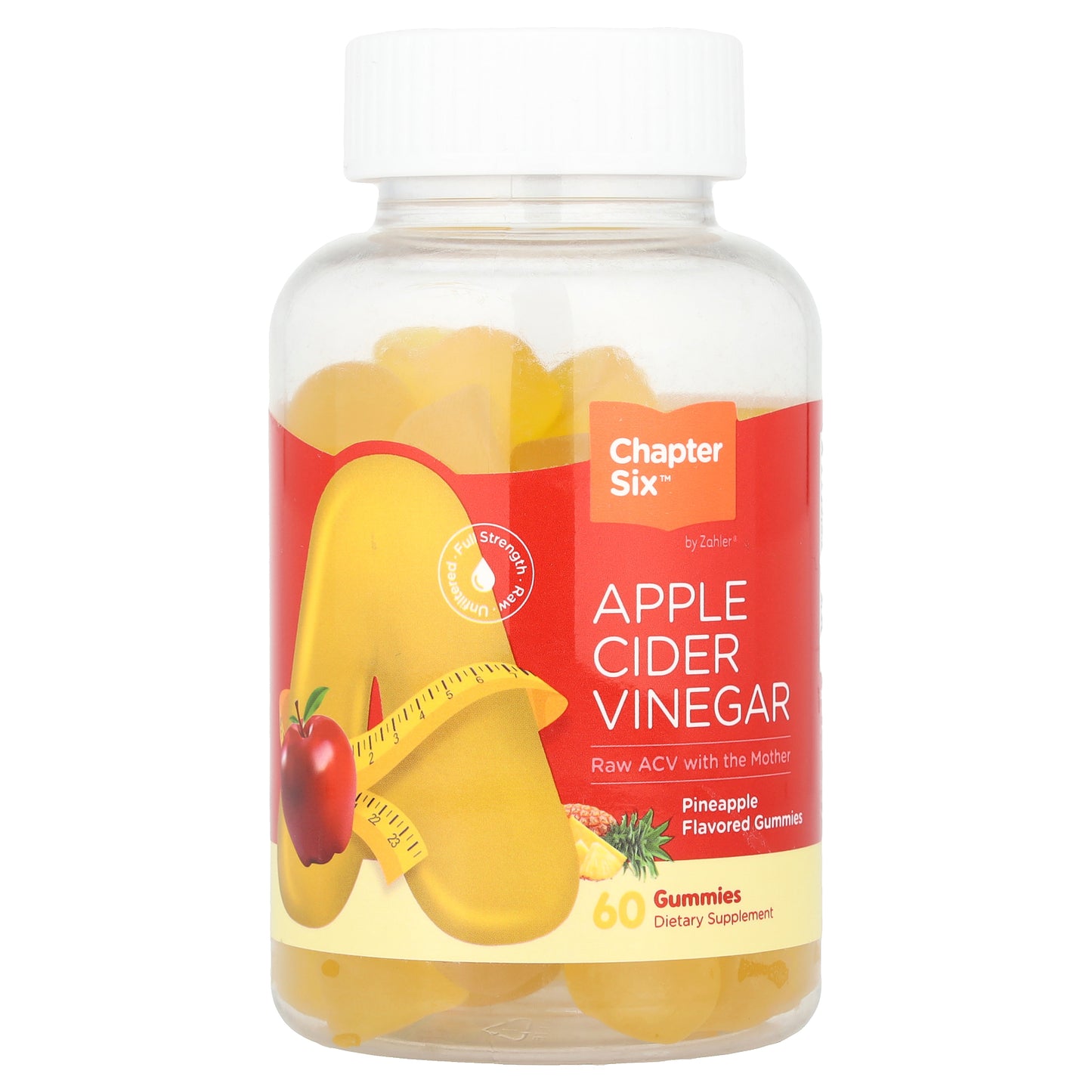 Chapter Six, Apple Cider Vinegar Gummies, Pineapple, 250 mg, 60 Gummies