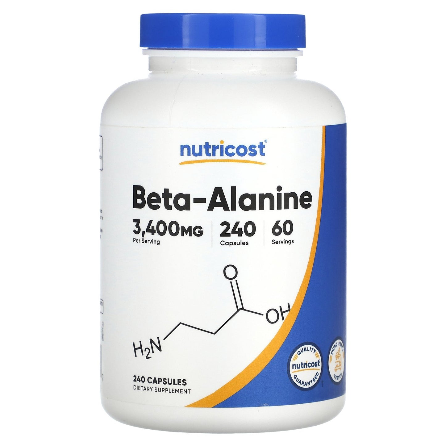 Nutricost, Beta-Alanine, 3,400 mg, 240 Capsules (850 mg per Capsule)