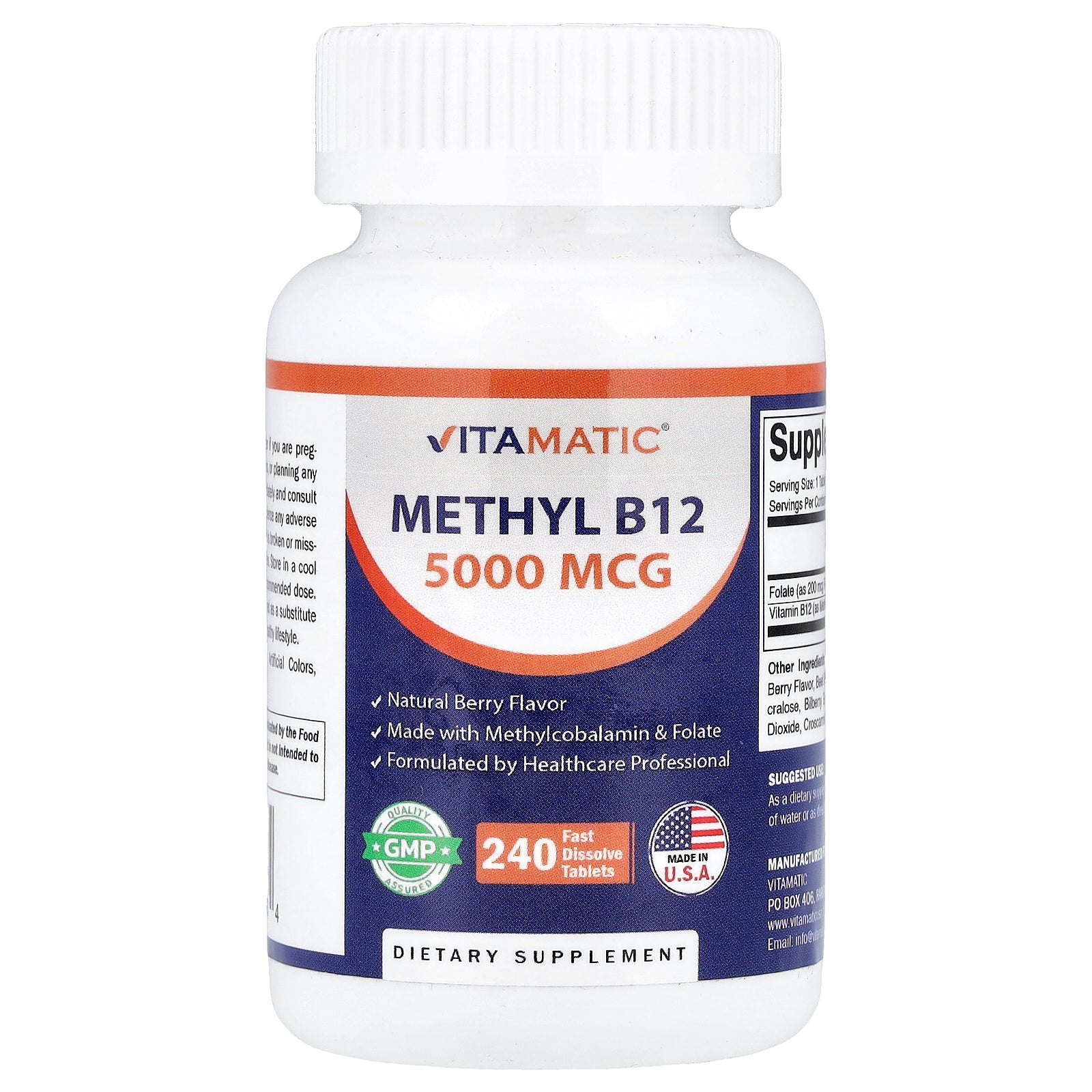 Vitamatic, Methyl B12, Natural Berry, 240 Fast Dissolve Tablets